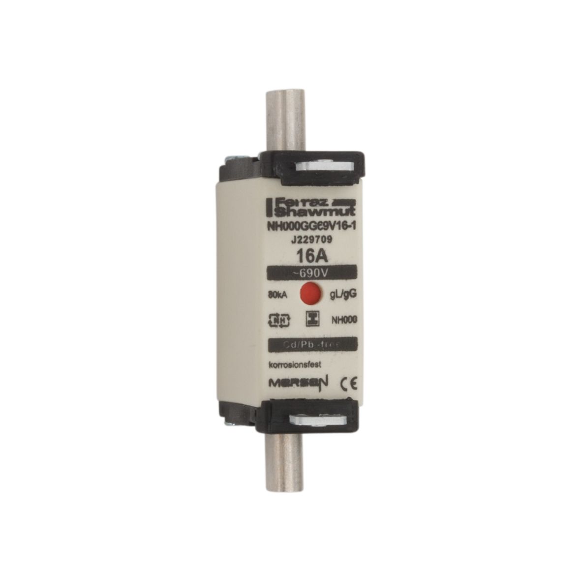 J229709 - NH fuse-link gG, 690VAC, size 000, 16A double indicator/insulated tags